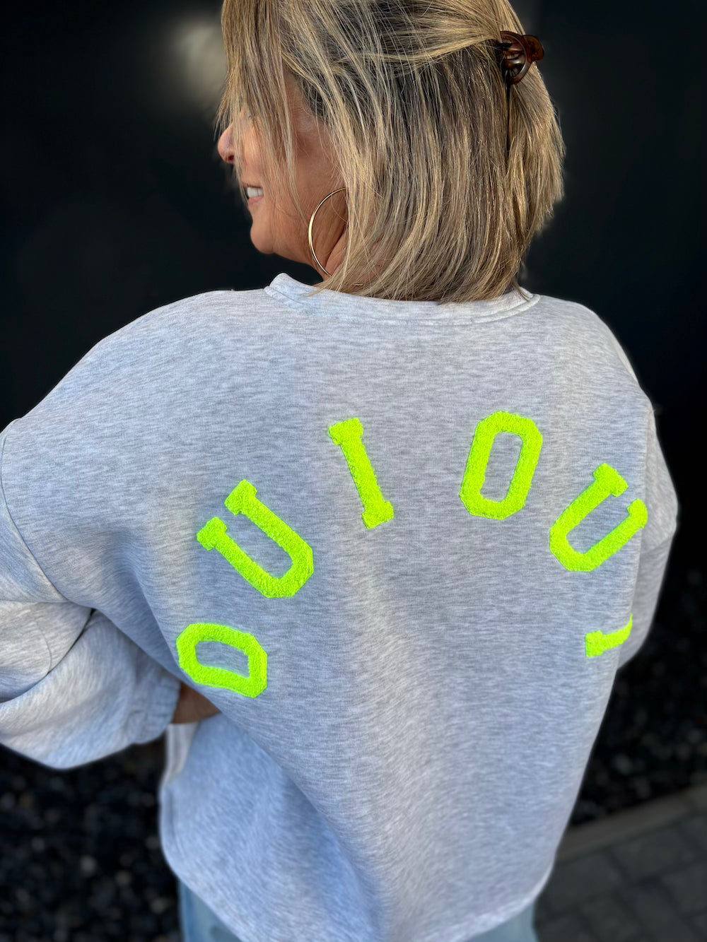 Sweater Oui Oui grijs geel