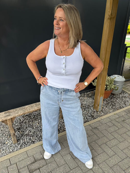 Jeans wijd met elastische taille