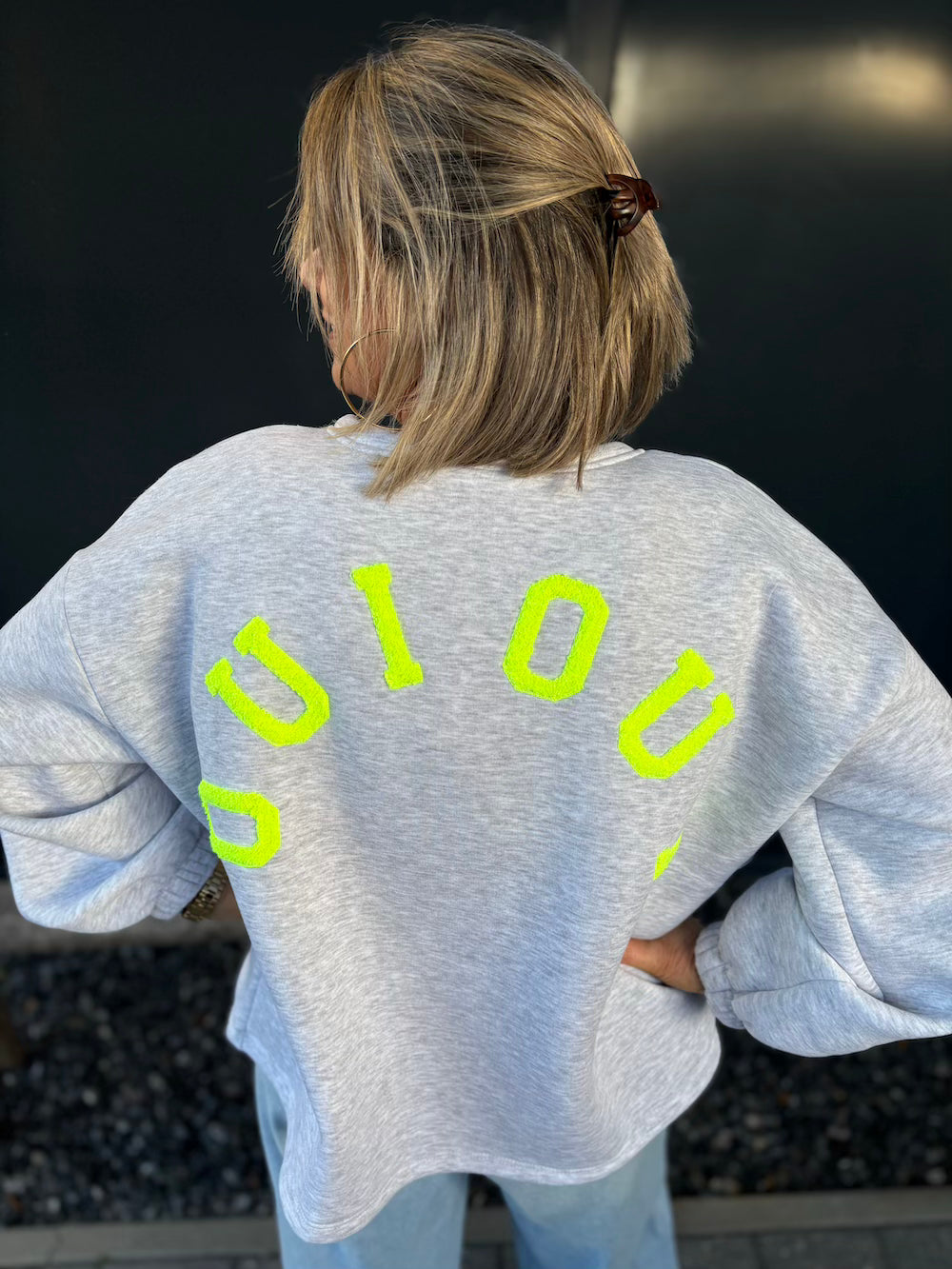 Sweater OUI OUI grijs geel