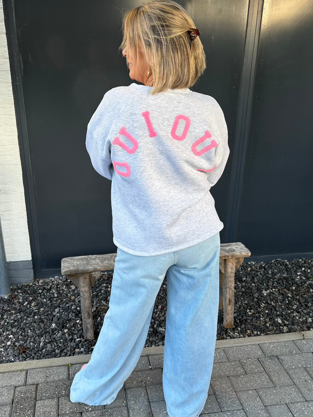 Sweater OUI OUI grijs roze