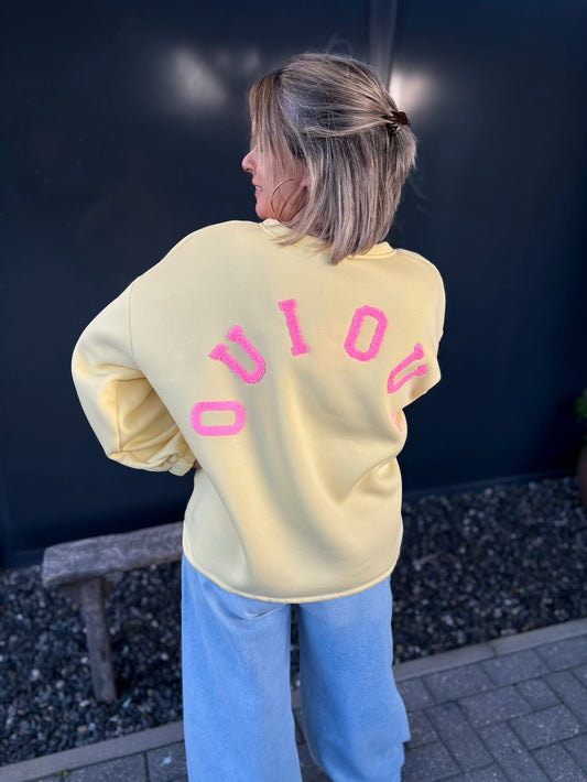 Sweater OUI OUI geel roze