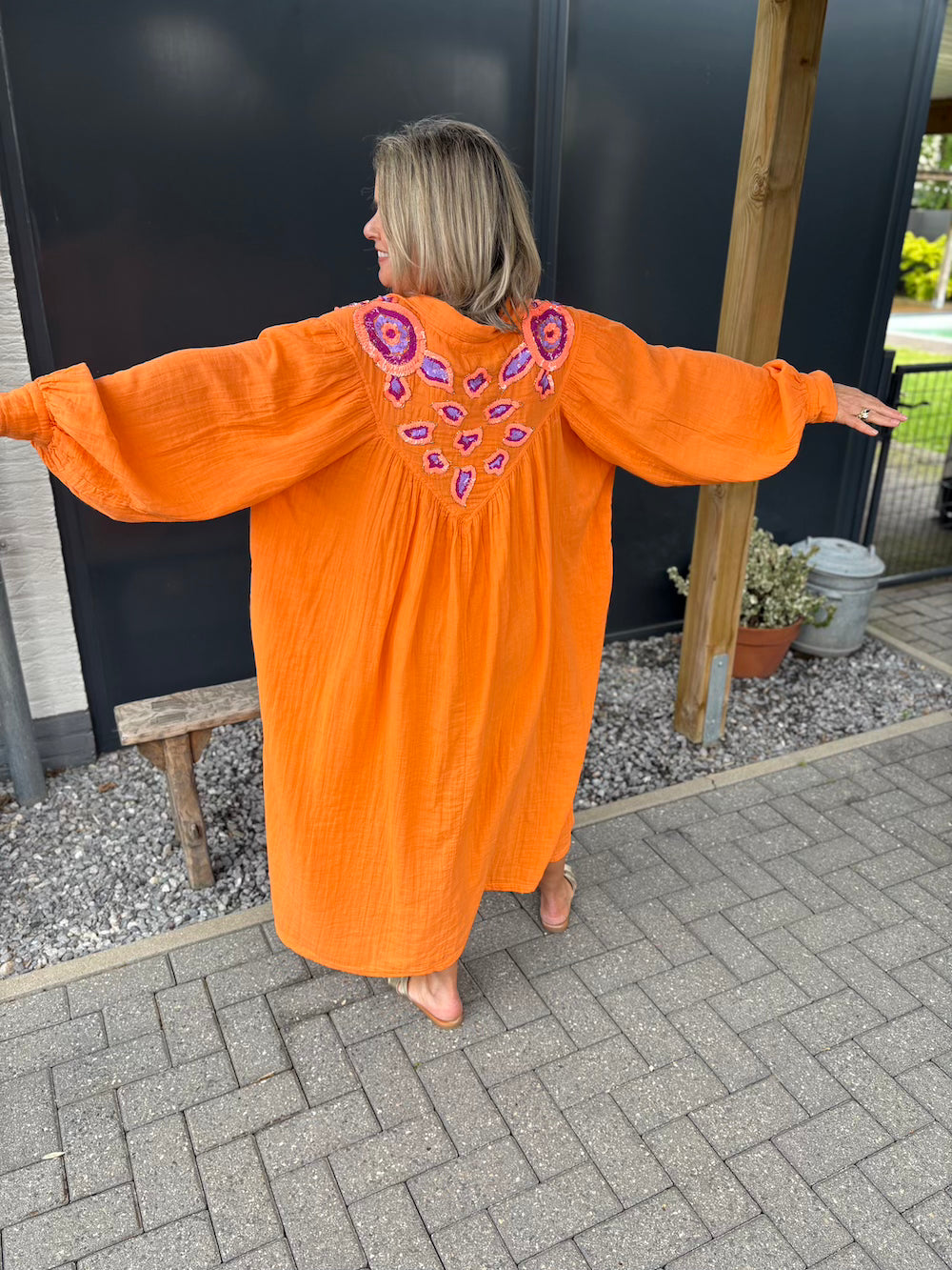 Maxi dress met pailetten oranje