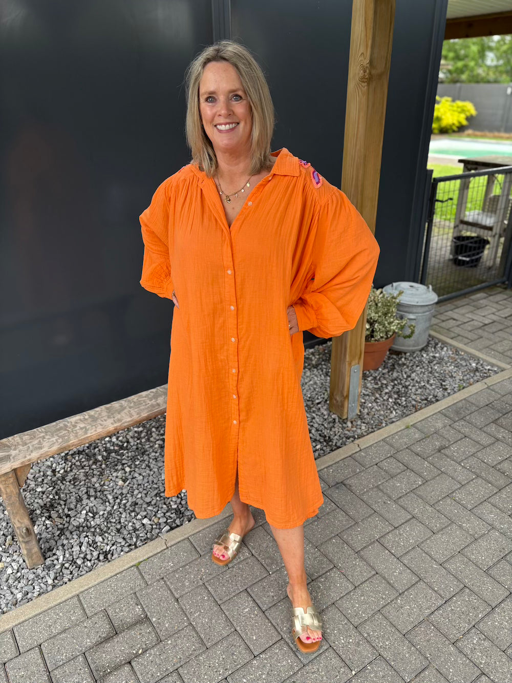 Maxi dress met pailetten oranje
