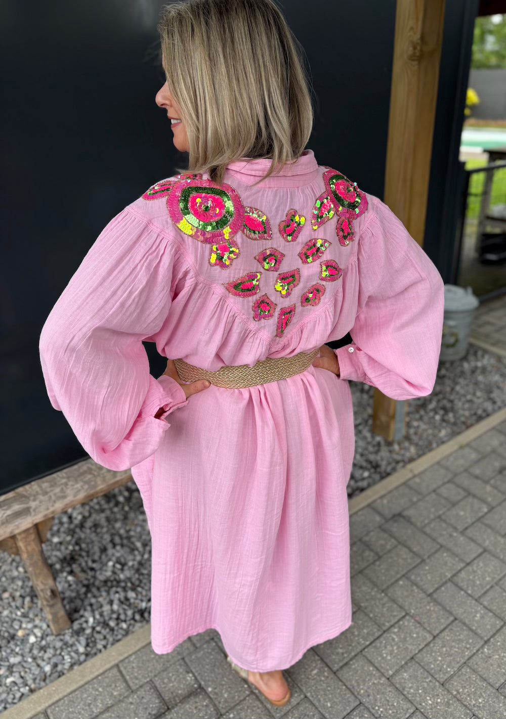 Maxi dress met pailetten roze