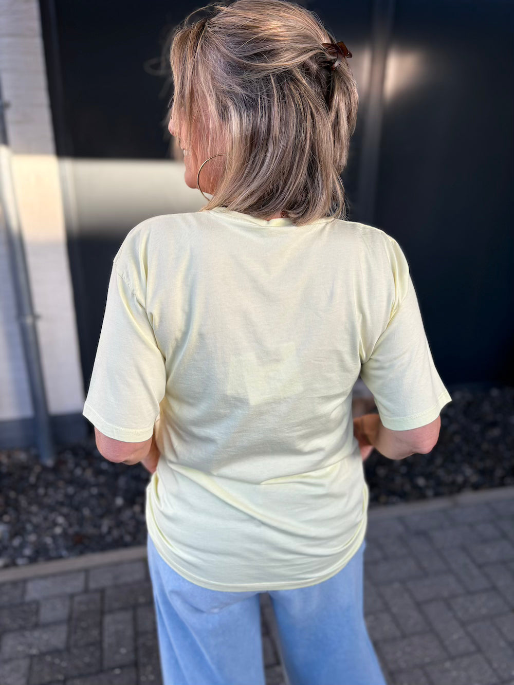 T shirt DOG MOM geel