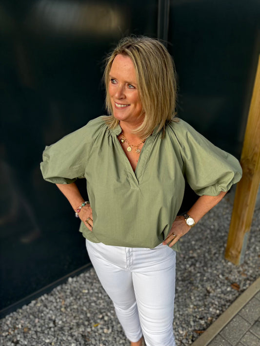 Blouse met pofmouw groen