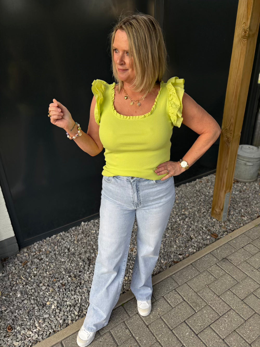 Jeans straight wide leg stretch