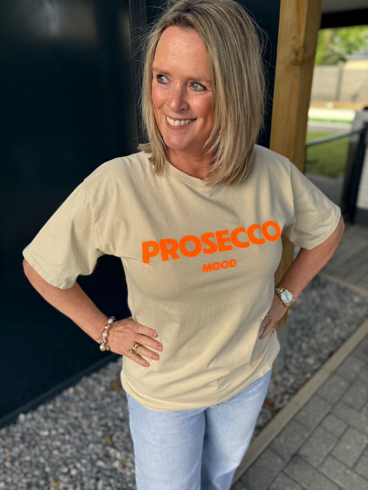 T shirt prosecco mood beige oranje
