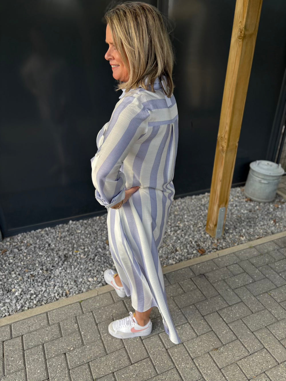 Jurk gestreept blauw wit
