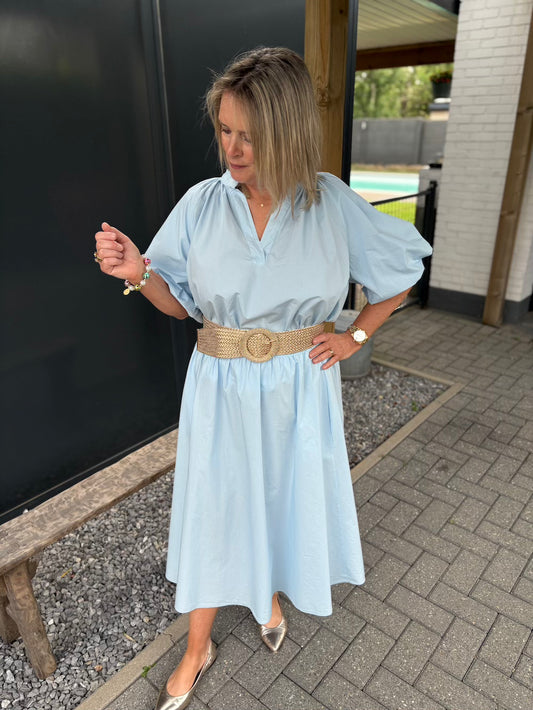 set katoen rok en blouse lichtblauw