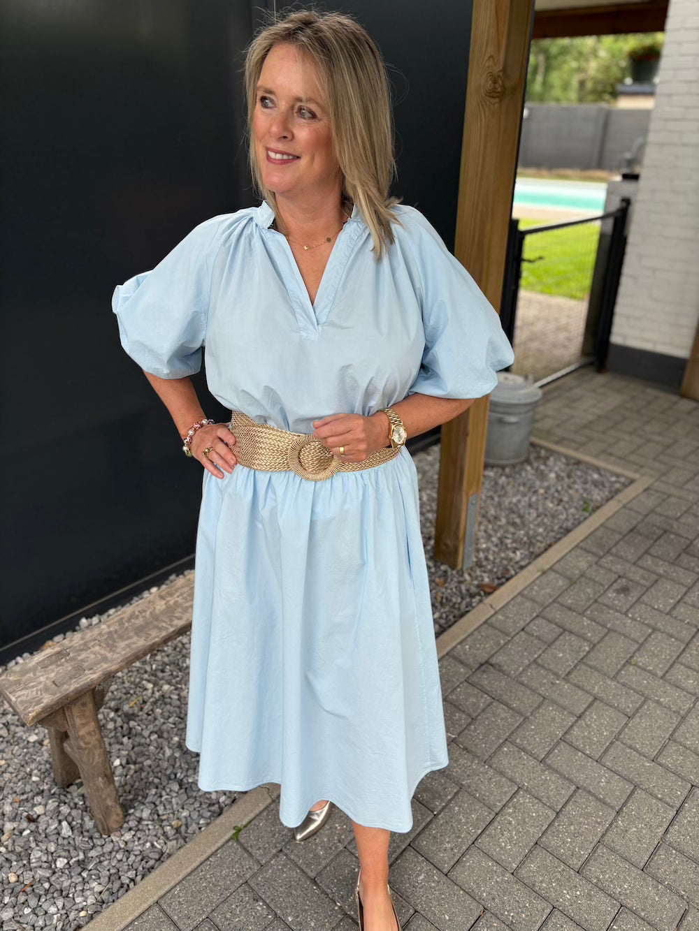 Set rok en blouse lichtblauw