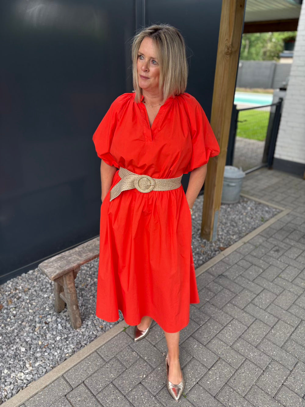 Set rok en blouse koraal