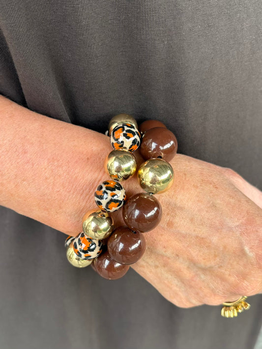 Kralen armband luipaard goud