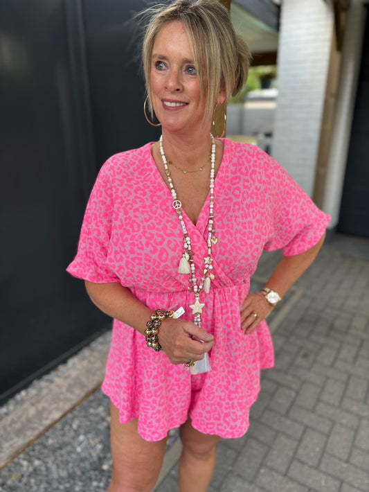 playsuit neon roze luipaard