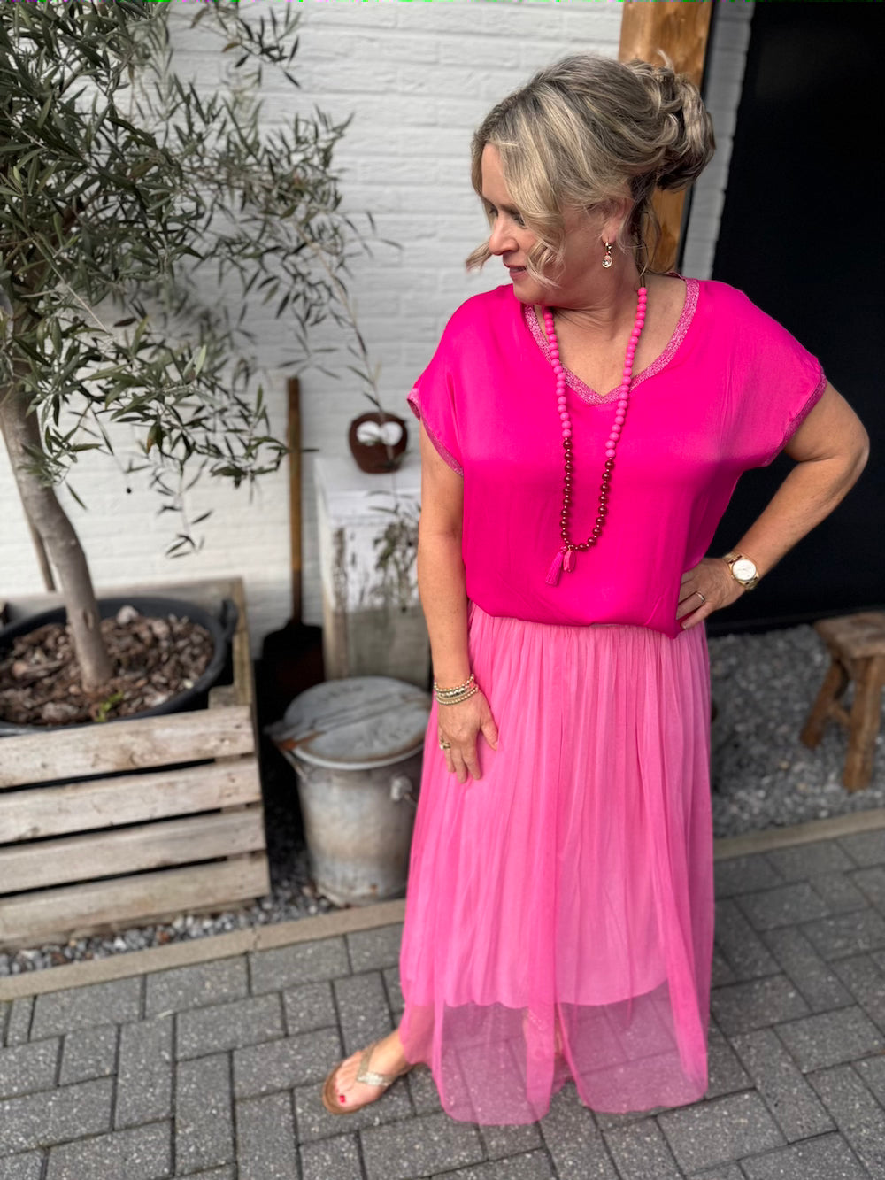 Rok tule roze