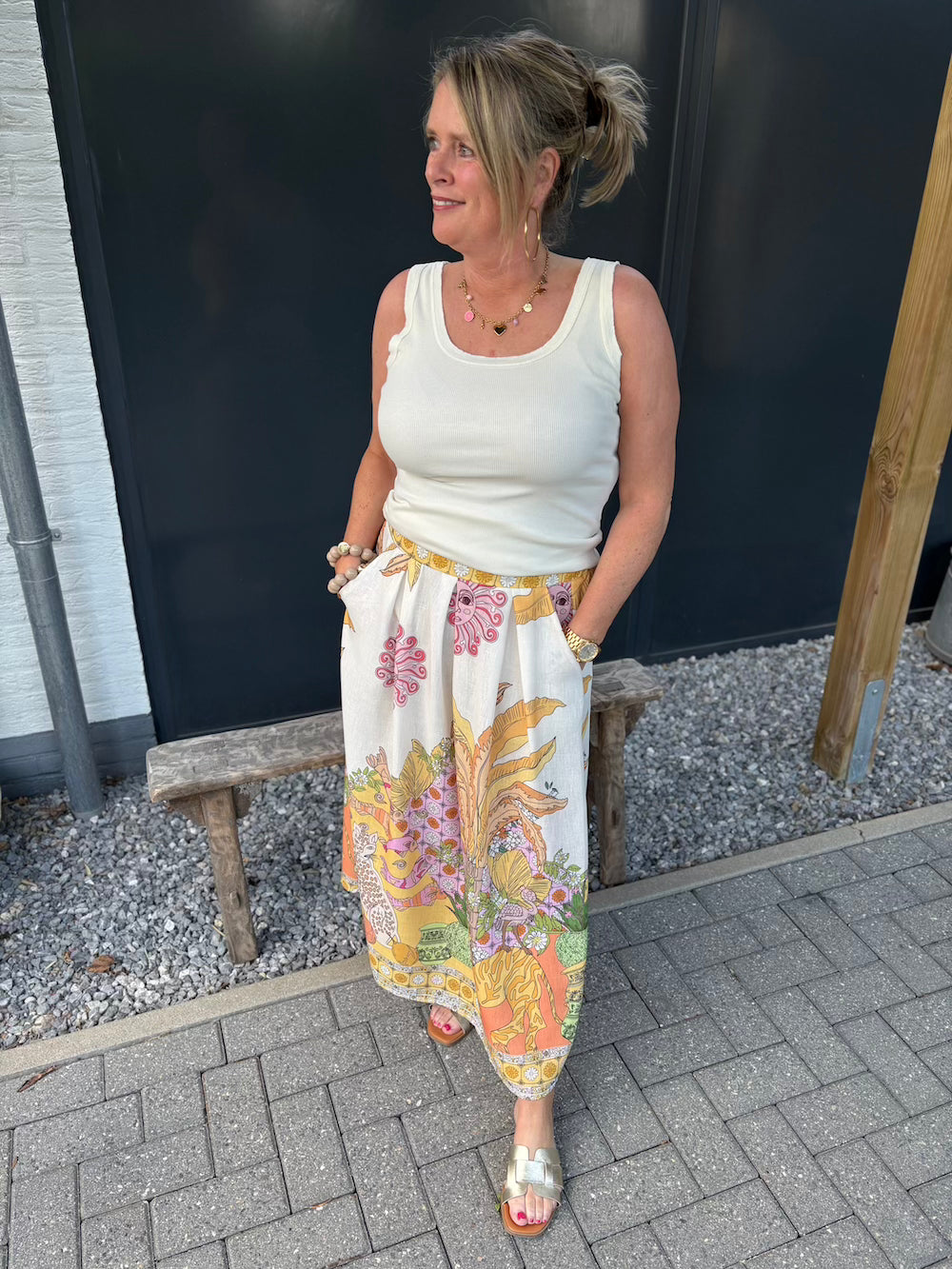 Rok met print geel