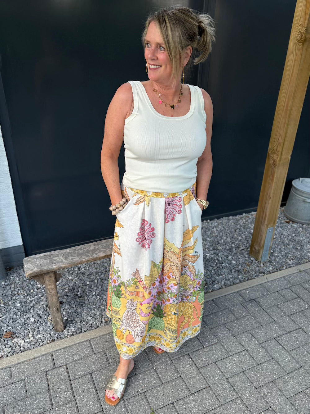 Rok met print geel