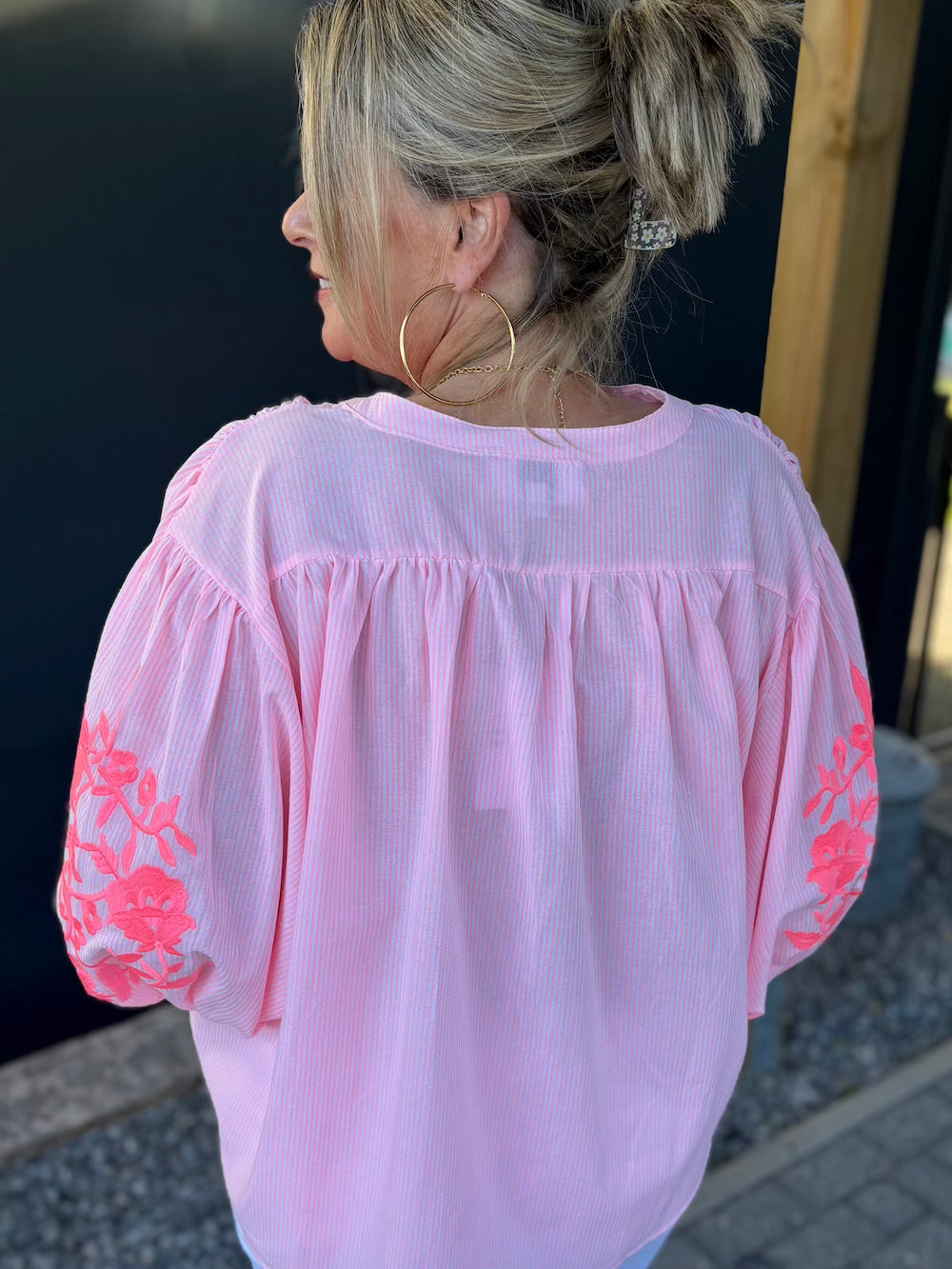 Blouse neon oversized met bloem