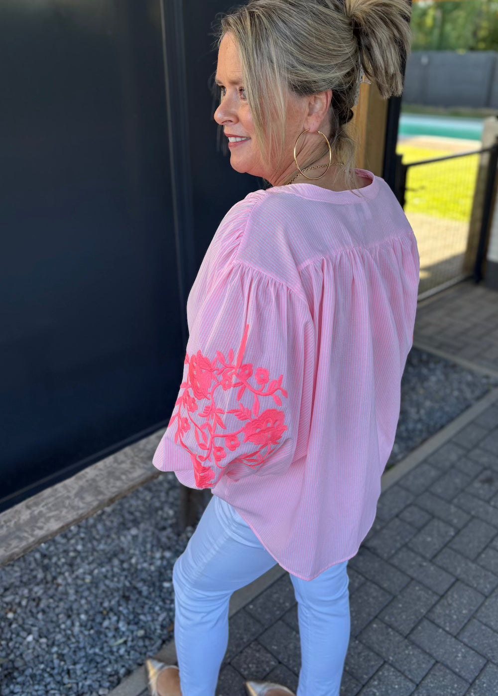 Blouse neon oversized met bloem