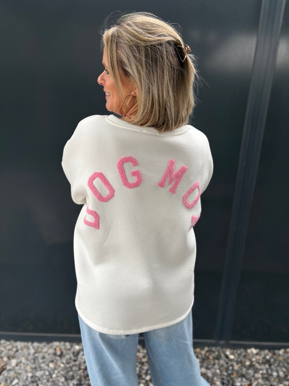 Sweater DOG MOM wit roze