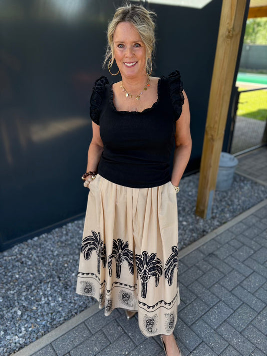 rok beige zwart