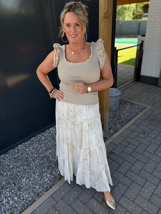 Rok met print beige