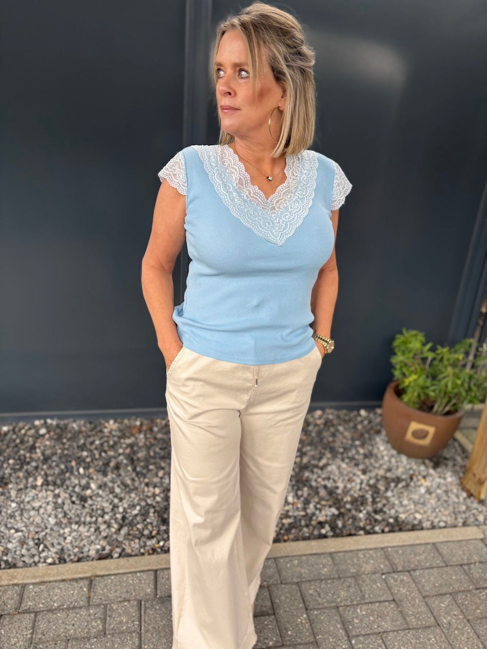 Broek katoen beige