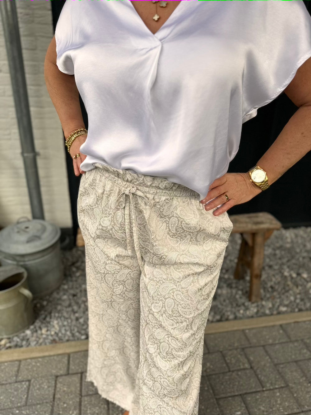 broek paisley beige