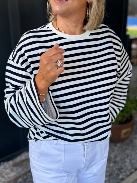 longsleeve gestreept blauw wit