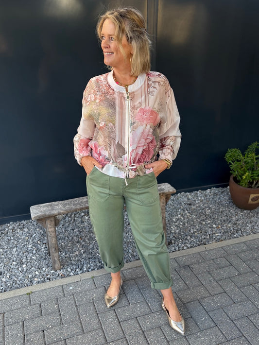 Broek met elastische taille groen