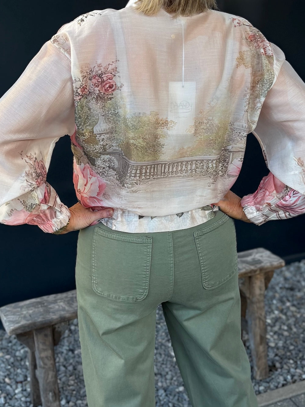 Broek met elastische taille groen