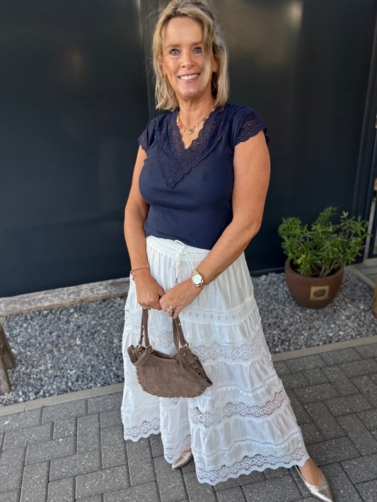 Rok wit met broderie