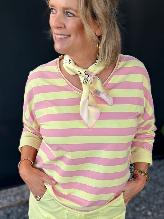 Shirt lange mouw roze geel