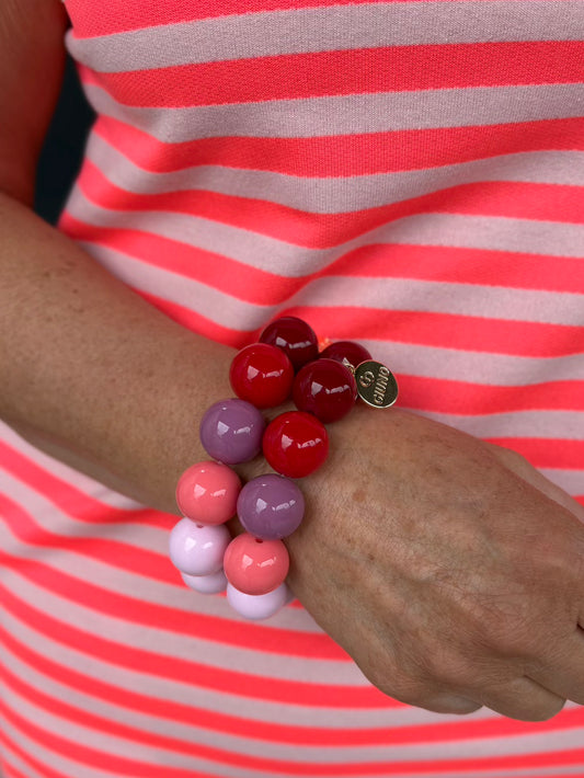 Kralen armband roze gekleurde kralen