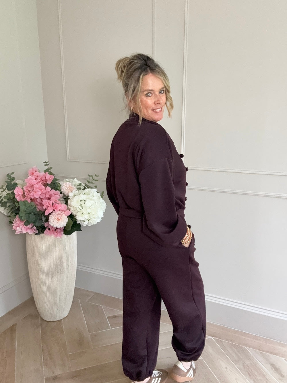 luxe comfyset mett knopen marine bordeaux