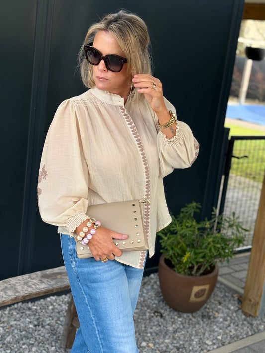 blouse katoen met borduursels