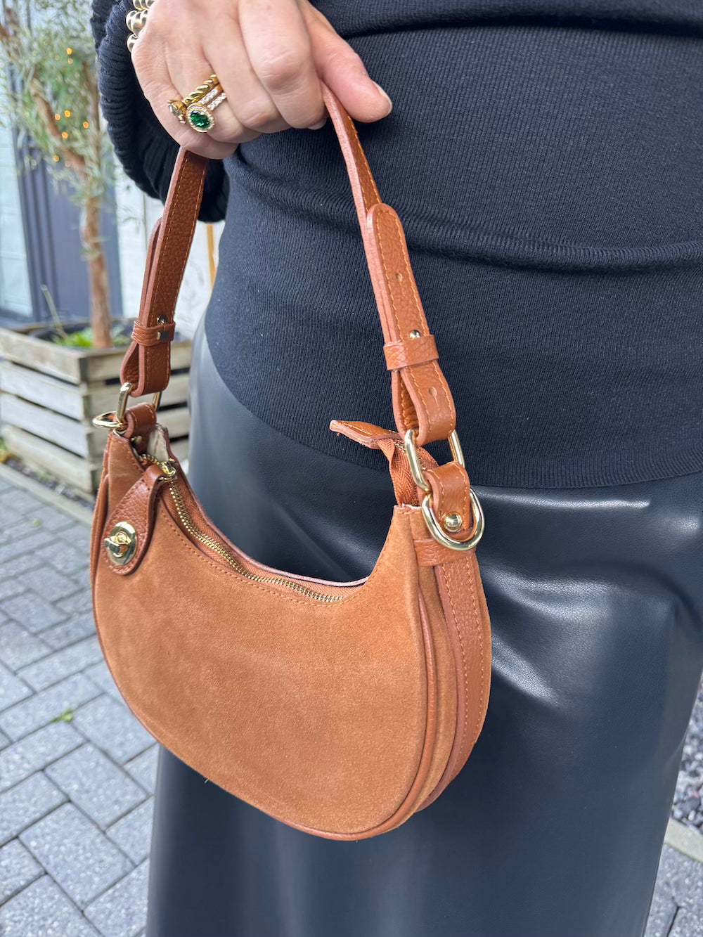 Tas cognac suede