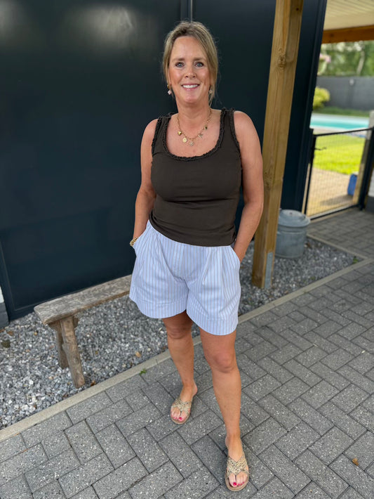 Shirt wit met streepje 