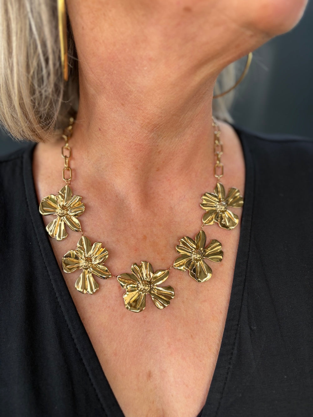 ketting gouden bloemen stainless steel