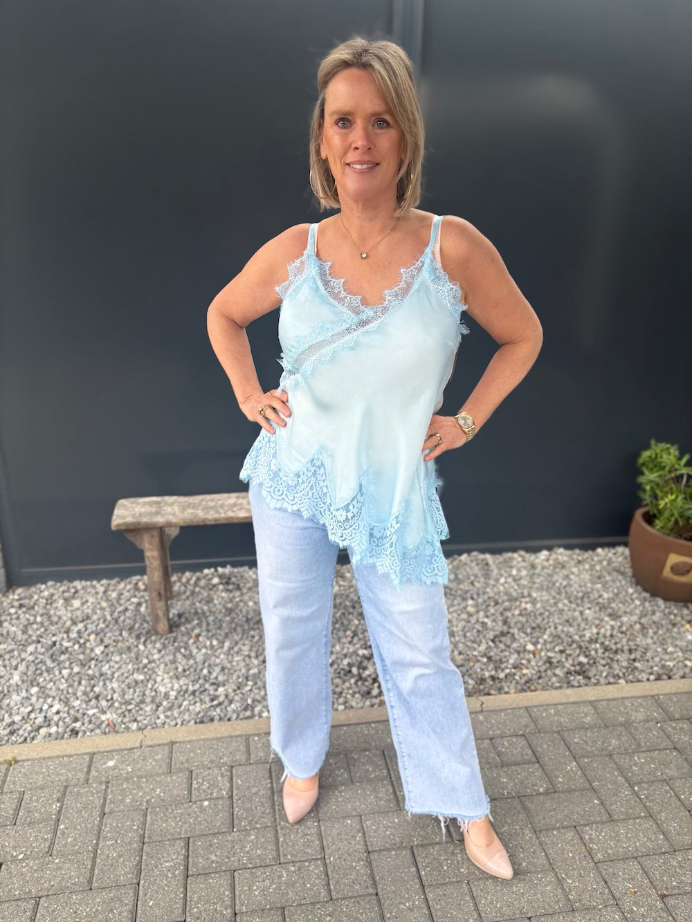 Top a symmetrisch kant blauw
