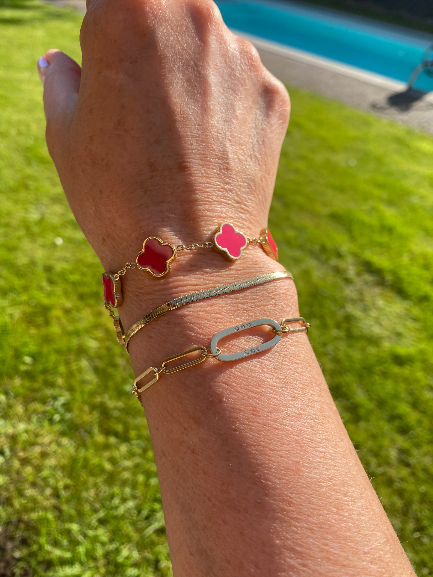 Armband klaver fuchsia