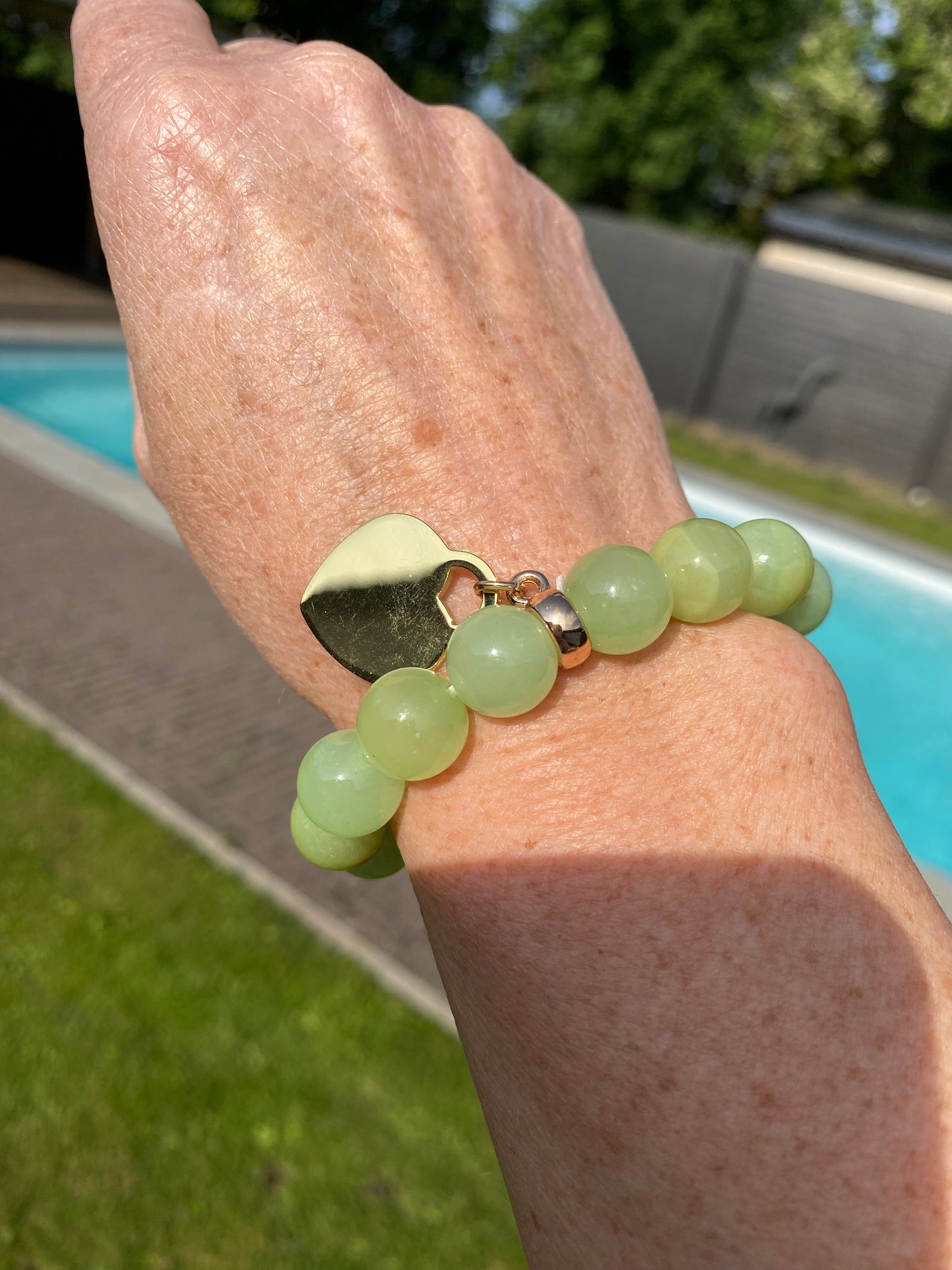 Armband glazen kraal met bedel groen