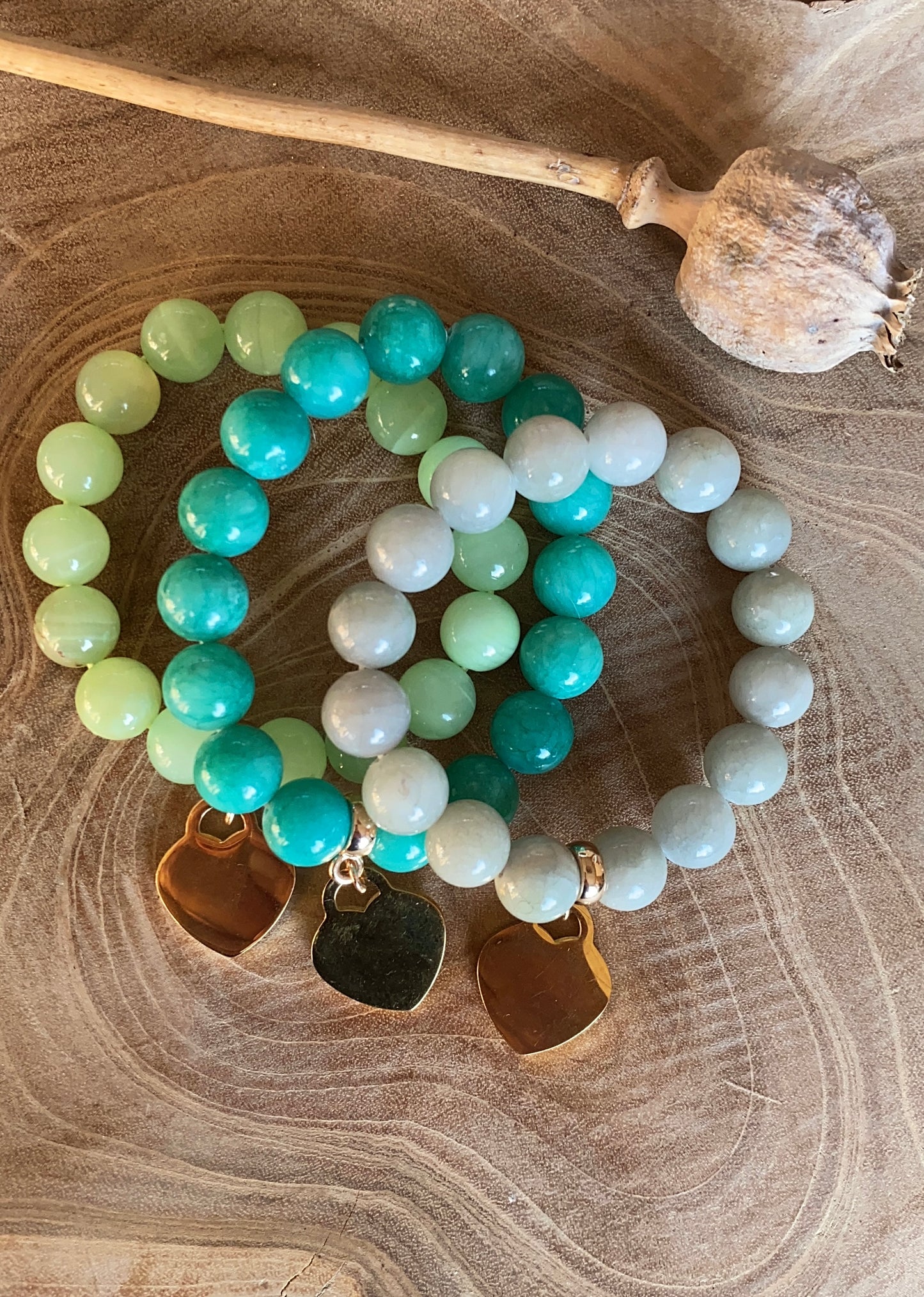 Armband glazen kraal met bedel turquoise