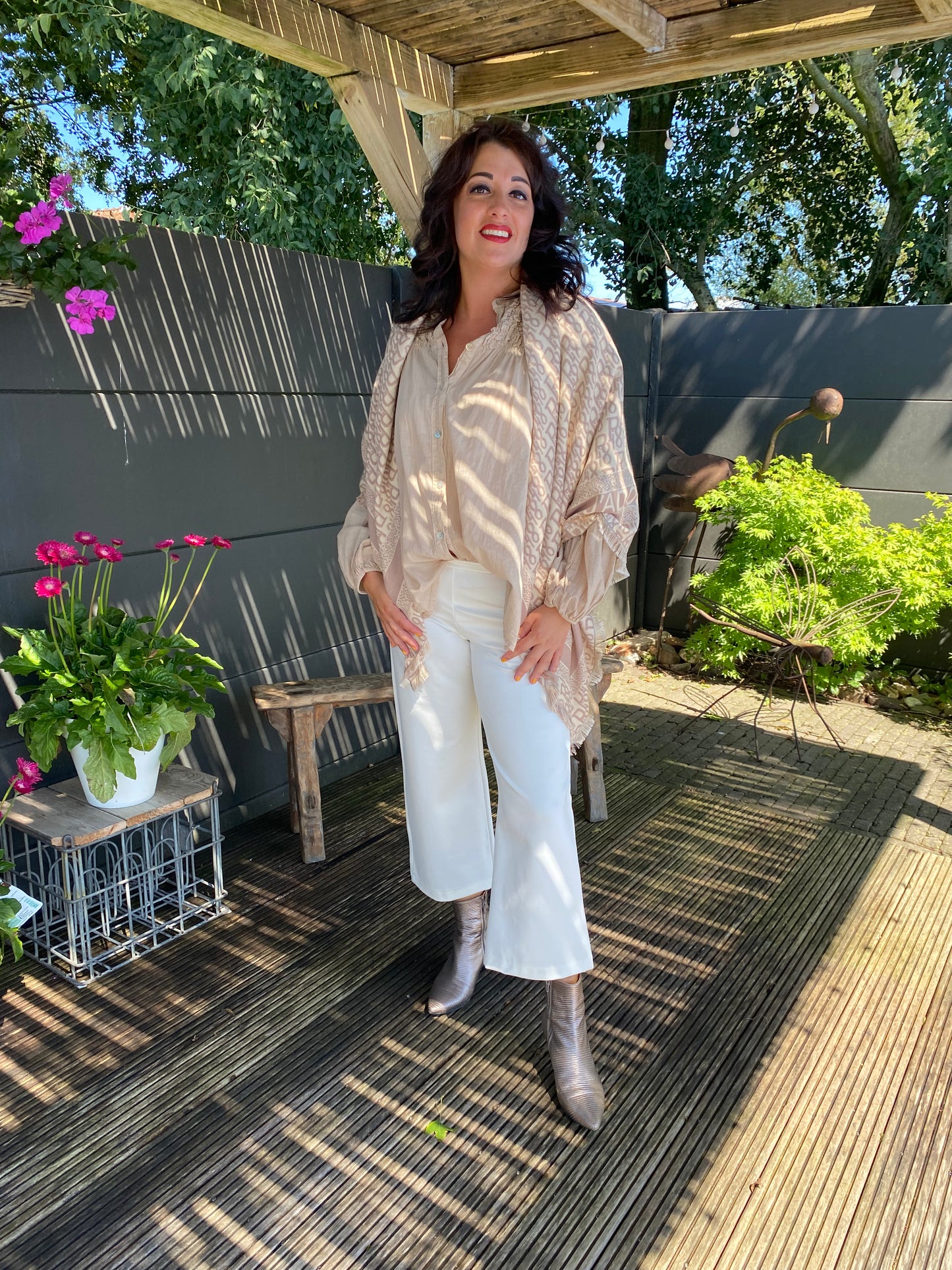 Broek culotte roomwit